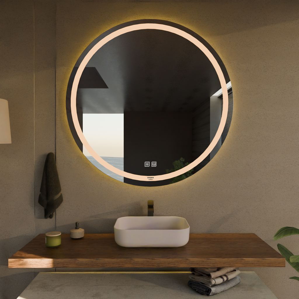 Dokunmatik Buğu Önleyicili Yuvarlak LED Ayna