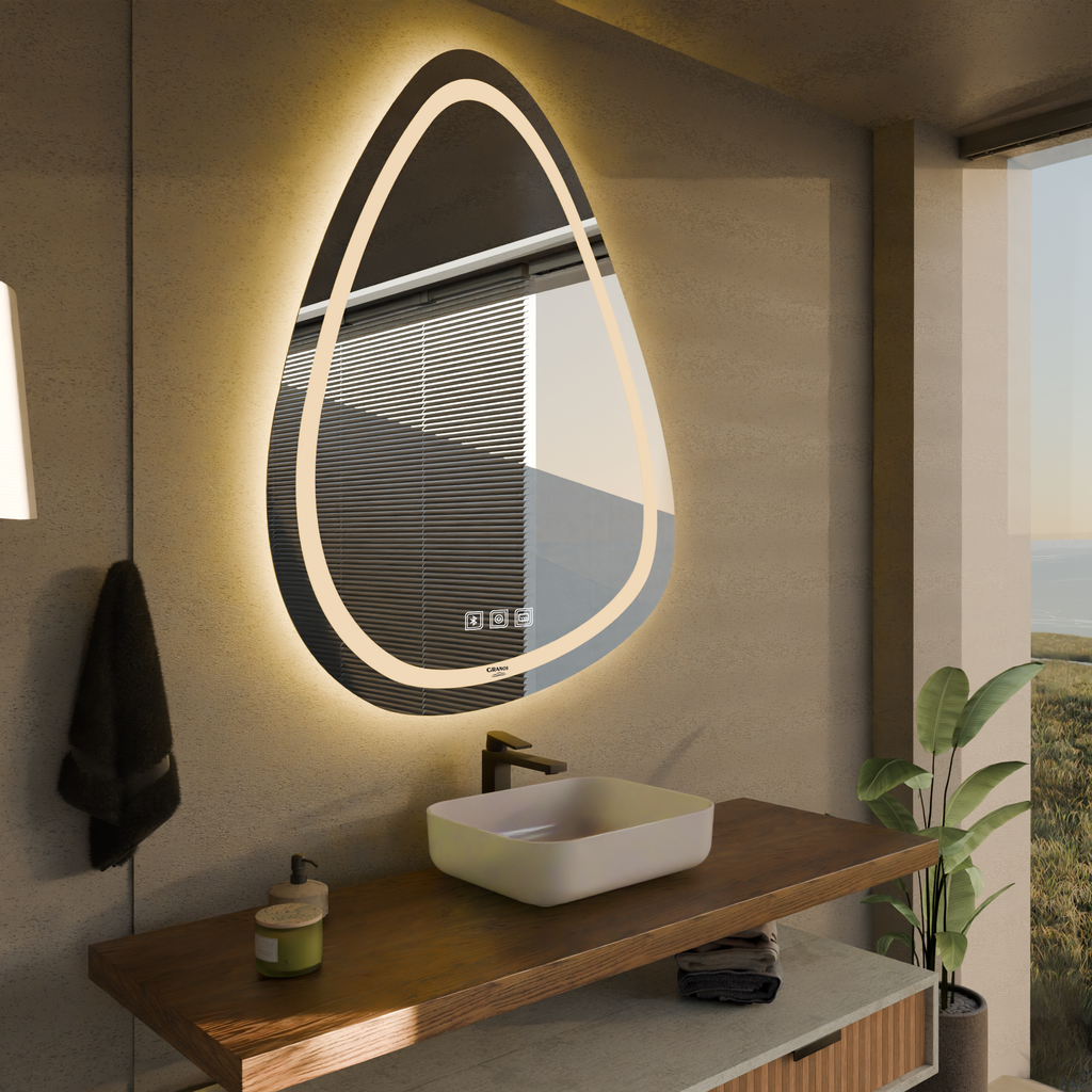 Dokunmatik Buğu Önleyicili Bluetoothlu Asimetrik LED Ayna