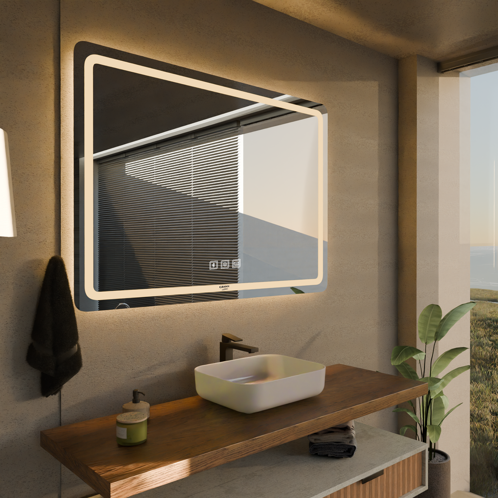 Dokunmatik Buğu Önleyicili  Bluetoohtlu Dikdörtgen Yatay LED Ayna